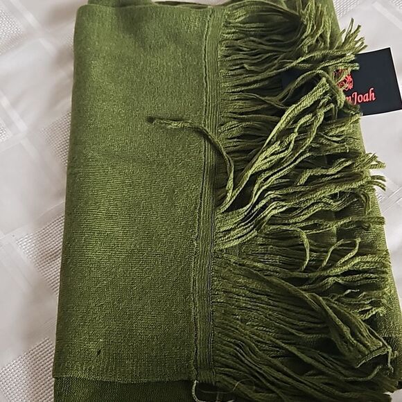 Charm Joah Women's Fringed Scarf One Size Green - Picture 16 of 16
